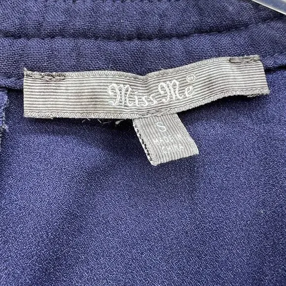 Miss Me Tank Top Women's Size Small Teal Blue Crochet Button Up Back Western - Picture 7 of 9